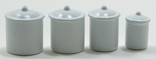 Dollhouse Miniature Canister Set, White